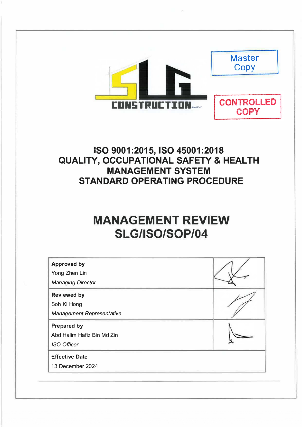 SLG-PRO-SOP Page 1
